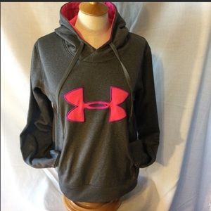Under Armour Gray and Pink hooded sweatshirt size M